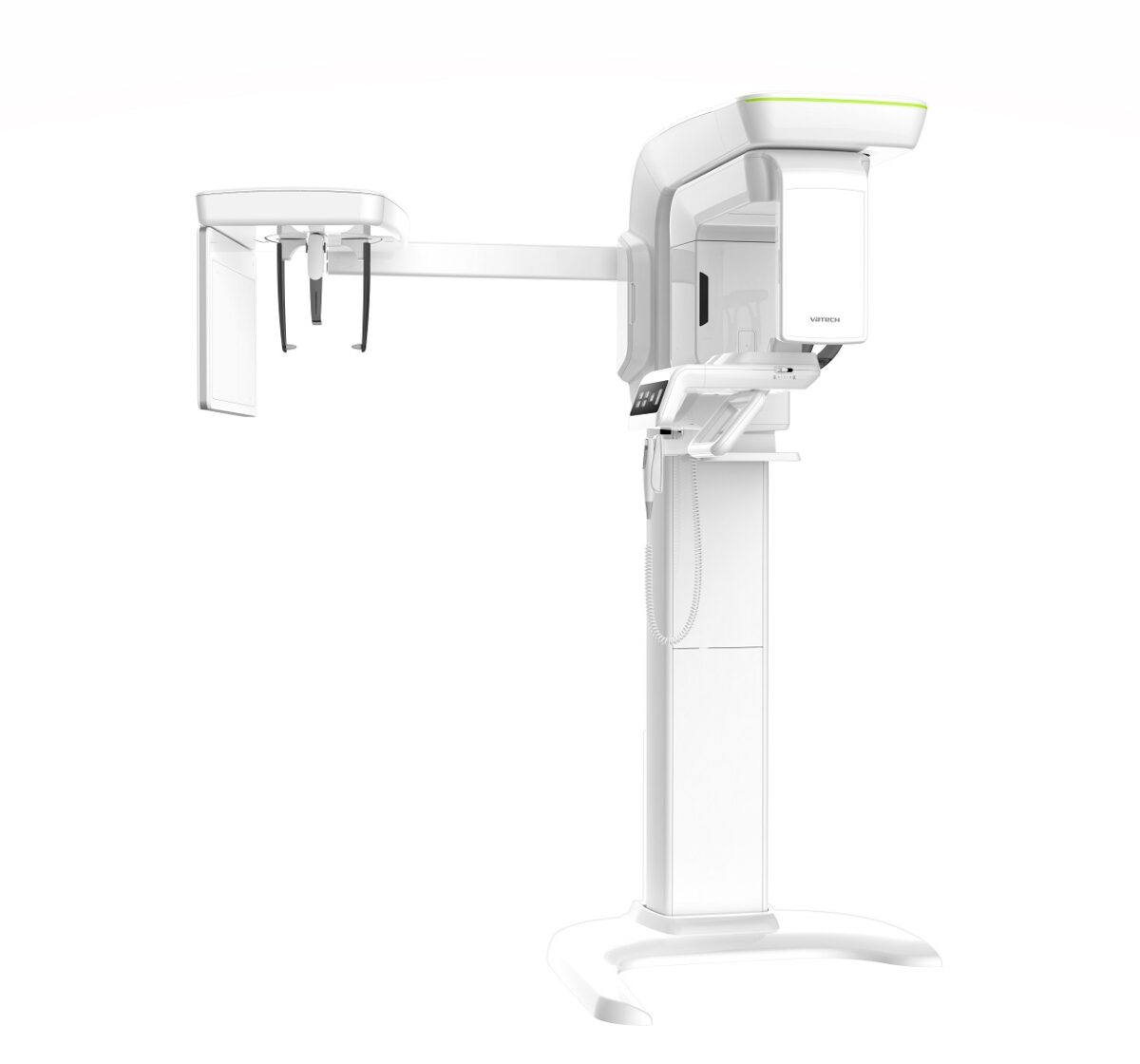 Widok boczny tomografu stomatologicznego Vatech Smart Plus 3D z ramieniem cefalometrycznym.